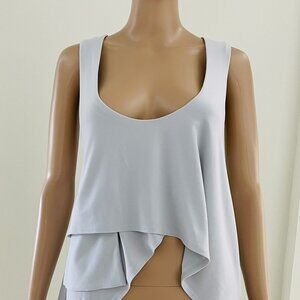 Sympli Canada Women  Light Gray Sleeveless Layered Crop Top W/pocket Size 12